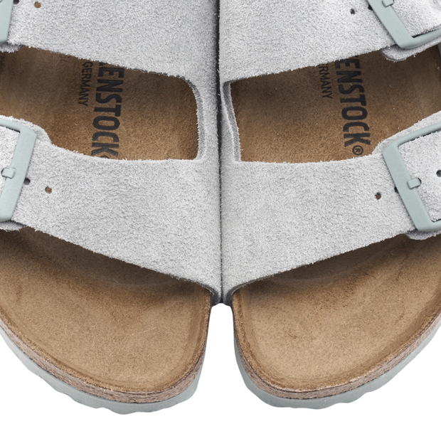 Sandales Unisex en Suède Arizona Couleur Pure Sage avec Semelle en Liège - Confort et Élégance