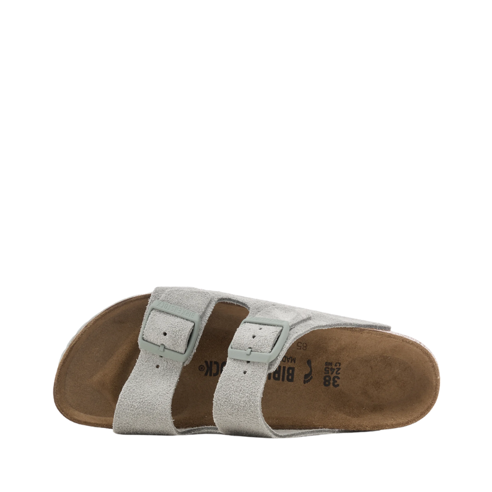 Sandales Unisex en Suède Arizona Couleur Pure Sage avec Semelle en Liège - Confort et Élégance