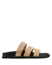 Sandales Unisex en Suède Beige avec Sangle Réglable et Semelle Moulée – Confort Optimal pour Été