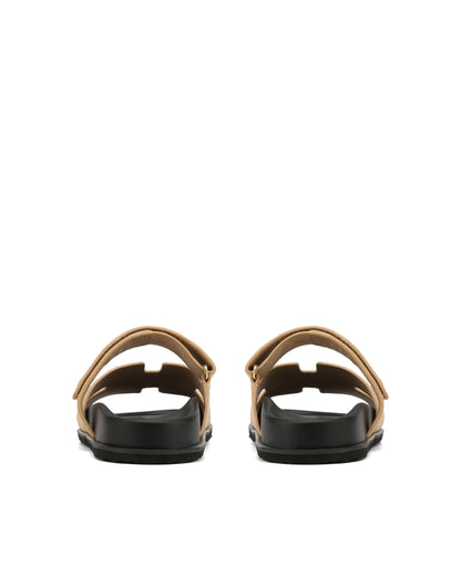 Sandales Unisex en Suède Beige avec Sangle Réglable et Semelle Moulée – Confort Optimal pour Été