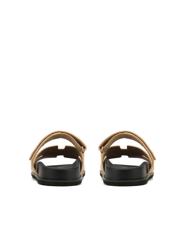 Sandales Unisex en Suède Beige avec Sangle Réglable et Semelle Moulée – Confort Optimal pour Été