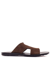 Sandales Unisex en Suède Marron Foncé avec Semelle en Caoutchouc Durable – Confort et Élégance Italienne