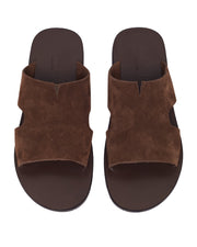 Sandales Unisex en Suède Marron Foncé avec Semelle en Caoutchouc Durable – Confort et Élégance Italienne