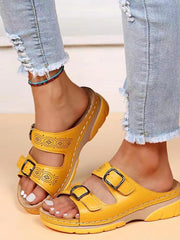 Sandales Orthopédiques en Cuir Ajustables pour Femmes avec Support de Voûte Plantaire – Confort Respirant et Talon Bas