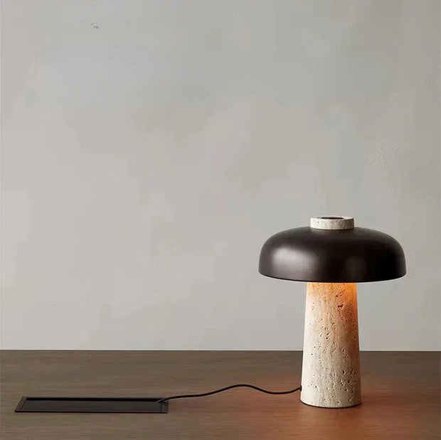 Wabi-Sabi Elegance: Natural Travertine Table Lamp for Peaceful Interiors