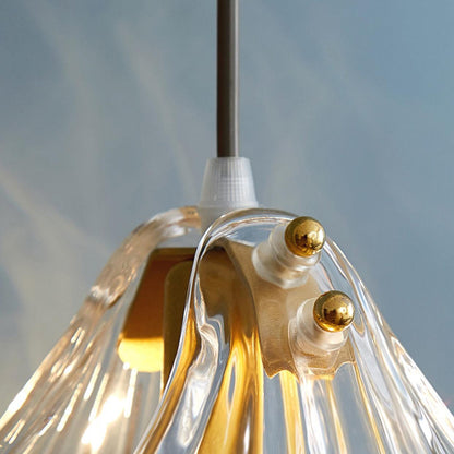 Suspension Chic Mini Coquille – Élégant luminaire en verre et laiton
