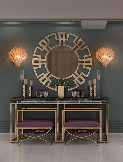 Vägglampa i mässing och glas med ren design - Modern LED-belysning med en konstnärlig touch