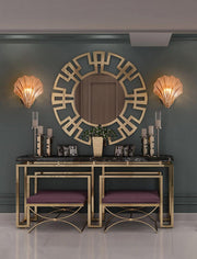 Wall sconce in brass and glass with a sleek design - Contemporary LED lighting with an artistic touch