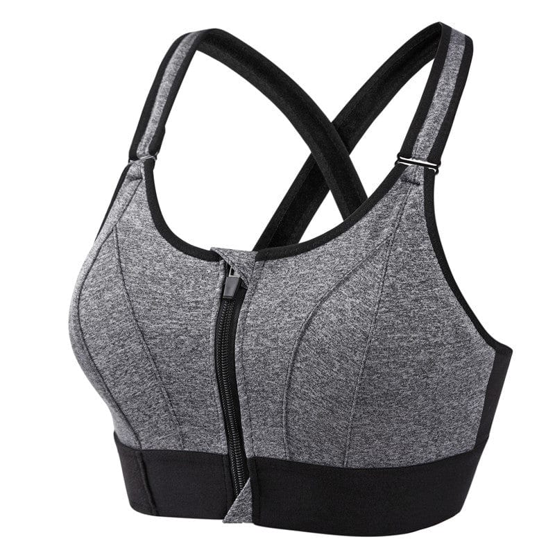 Soutien Gorge de Sport à Fermeture Éclair - Brassière Femme Respirante avec Bretelles Ajustables - Idéal pour Entraînements Intenses