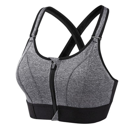 Soutien Gorge de Sport à Fermeture Éclair - Brassière Femme Respirante avec Bretelles Ajustables - Idéal pour Entraînements Intenses