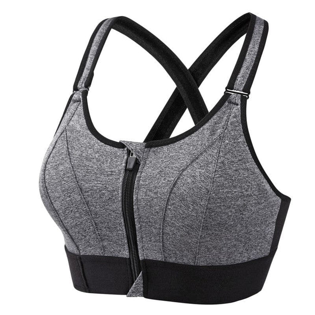 Sports Bra with Zipper Closure - Women's Breathable Bralette with Adjustable Straps - Ideal for Intense Workouts