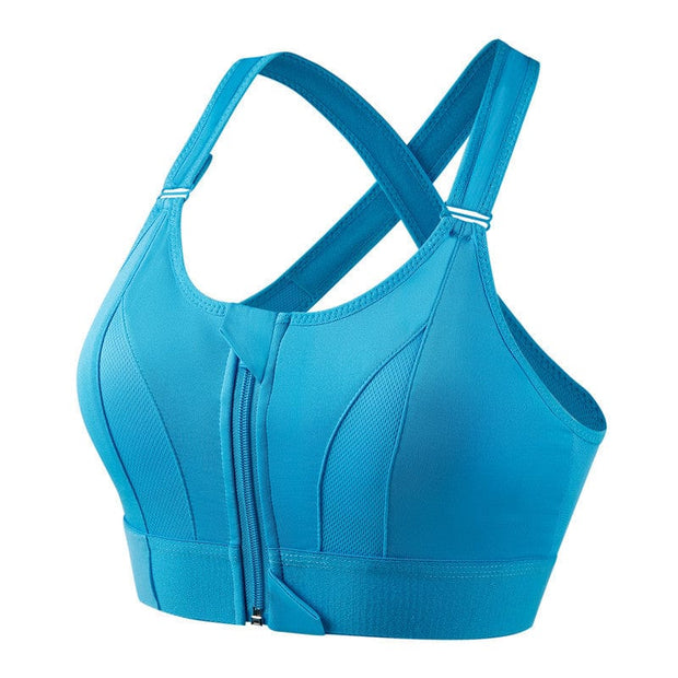 Sports Bra with Zipper Closure - Women's Breathable Bralette with Adjustable Straps - Ideal for Intense Workouts