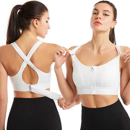 Soutien Gorge de Sport à Fermeture Éclair - Brassière Femme Respirante avec Bretelles Ajustables - Idéal pour Entraînements Intenses