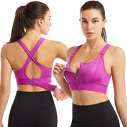Sports Bra with Zipper Closure - Women's Breathable Bralette with Adjustable Straps - Ideal for Intense Workouts