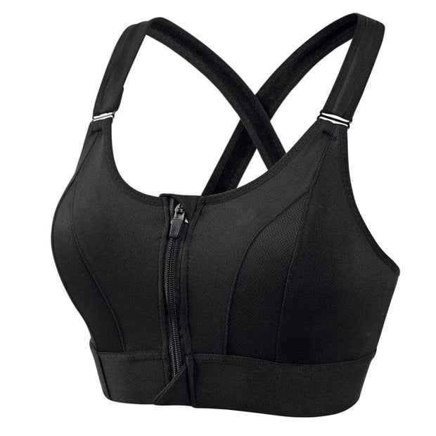 Sports Bra with Zipper Closure - Women's Breathable Bralette with Adjustable Straps - Ideal for Intense Workouts