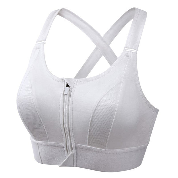Sports Bra with Zipper Closure - Women's Breathable Bralette with Adjustable Straps - Ideal for Intense Workouts