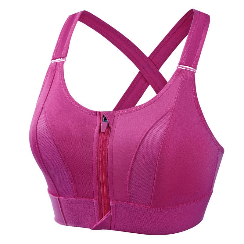 Soutien Gorge de Sport à Fermeture Éclair - Brassière Femme Respirante avec Bretelles Ajustables - Idéal pour Entraînements Intenses