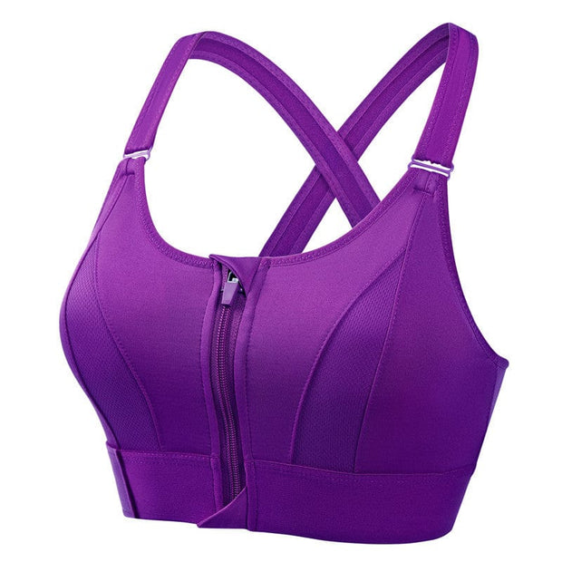 Sports Bra with Zipper Closure - Women's Breathable Bralette with Adjustable Straps - Ideal for Intense Workouts