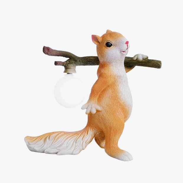 Charming LED squirrel table lamp – Stylish resin and glass accent for your space