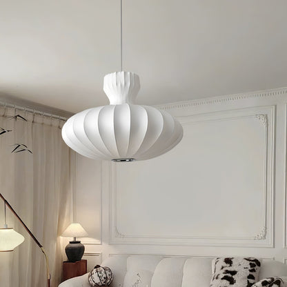 Élégante suspension Bella Bloom – Lampe vintage intemporelle en soie naturelle et métal