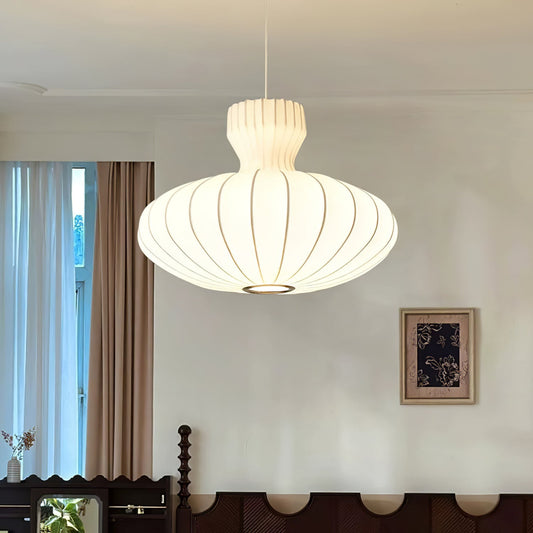 Élégante suspension Bella Bloom – Lampe vintage intemporelle en soie naturelle et métal