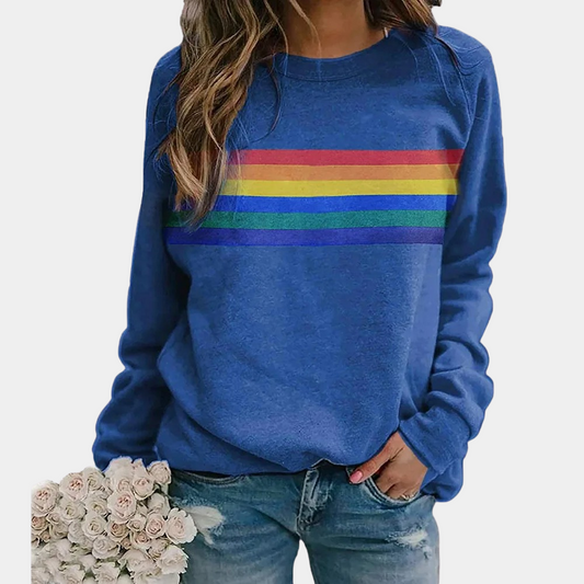 Sweatshirt Homme à Rayures Arc-en-Ciel, Confortable en Tricot Doux, Idéal pour un Style Décontracté