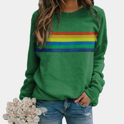 Men's Rainbow Striped Sweatshirt, Comfortable Soft Knit, Ideal for a Casual Style