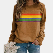 Men's Rainbow Striped Sweatshirt, Comfortable Soft Knit, Ideal for a Casual Style