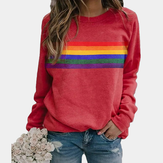 Men's Rainbow Striped Sweatshirt, Comfortable Soft Knit, Ideal for a Casual Style