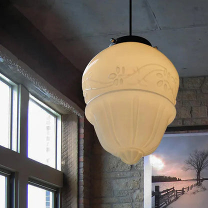 Élégante suspension en verre blanc givré géométrique inspirée des vintage – Une touche d'élégance pour votre espace
