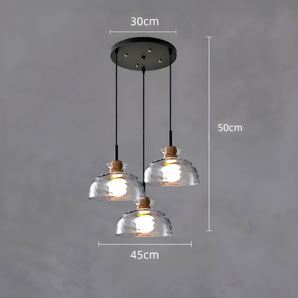 Suspension en verre élégante Tokyo – Luminaire de plafond minimaliste disponible en 1 ou 3 têtes