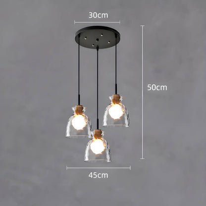 Suspension en verre élégante Tokyo – Luminaire de plafond minimaliste disponible en 1 ou 3 têtes