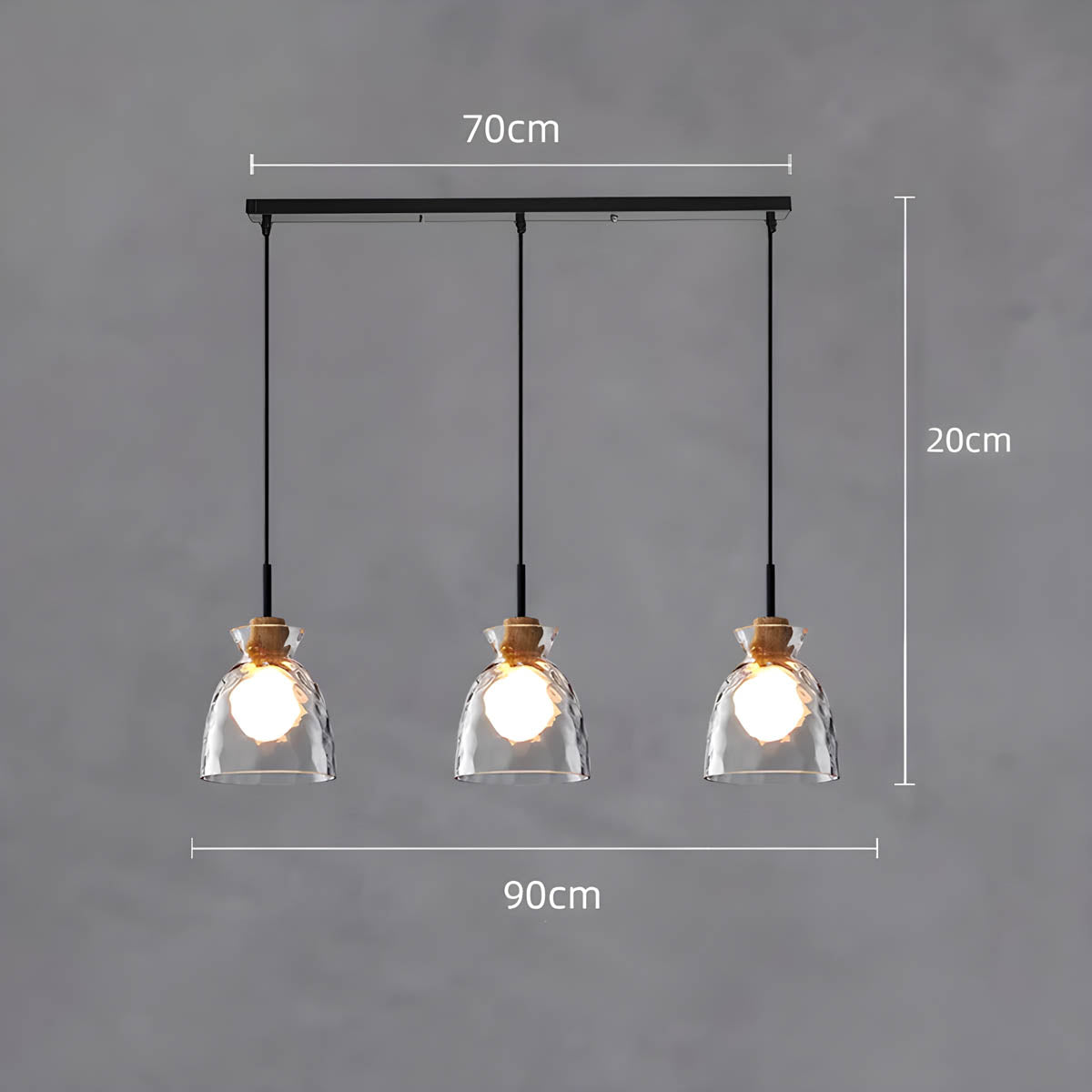 Suspension en verre élégante Tokyo – Luminaire de plafond minimaliste disponible en 1 ou 3 têtes