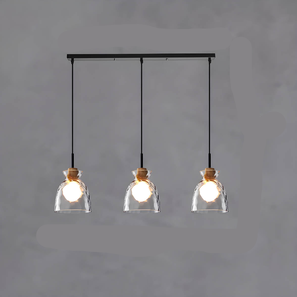 Suspension en verre élégante Tokyo – Luminaire de plafond minimaliste disponible en 1 ou 3 têtes
