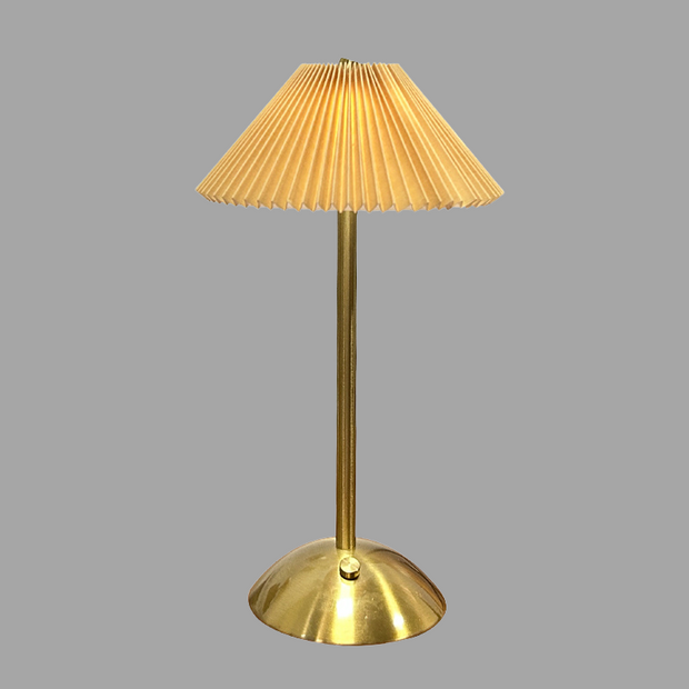 Elegant Scandinavian wireless table lamp - rechargeable LED with refined fabric lampshade