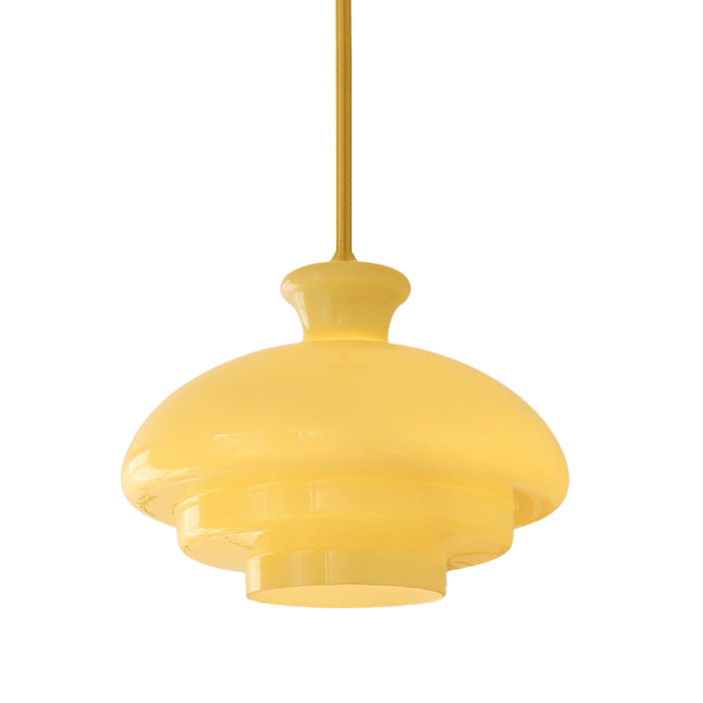 Suspension en verre crème-jaune Bauhaus – Une fusion chic de charme vintage et de style contemporain
