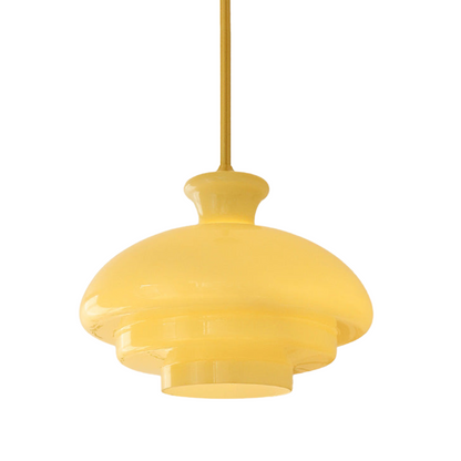 Suspension en verre crème-jaune Bauhaus – Une fusion chic de charme vintage et de style contemporain