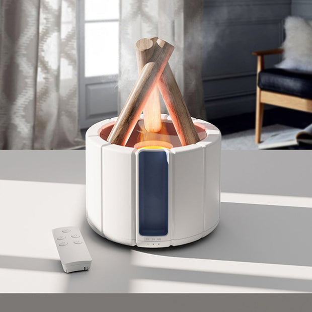 Versatile LED flame effect table lamp – Illuminating humidifier and aromatherapy diffuser in one device