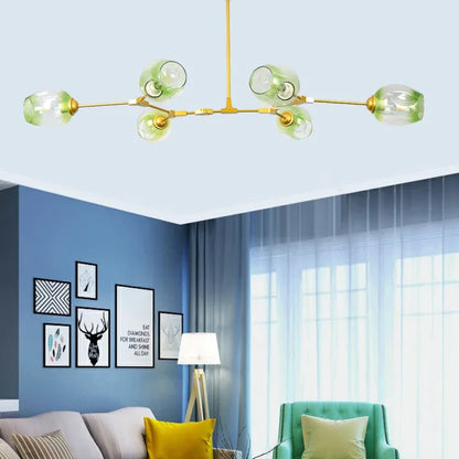 Sleek Sputnik Bifurcation Chandelier – Contemporary Elegance in Blown Glass and Metal