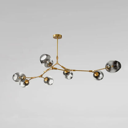 Sleek Sputnik Bifurcation Chandelier – Contemporary Elegance in Blown Glass and Metal
