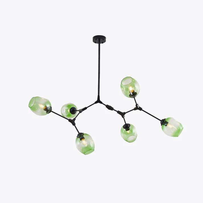 Sleek Sputnik Bifurcation Chandelier – Contemporary Elegance in Blown Glass and Metal