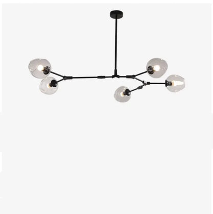 Sleek Sputnik Bifurcation Chandelier – Contemporary Elegance in Blown Glass and Metal
