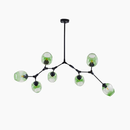 Sleek Sputnik Bifurcation Chandelier – Contemporary Elegance in Blown Glass and Metal