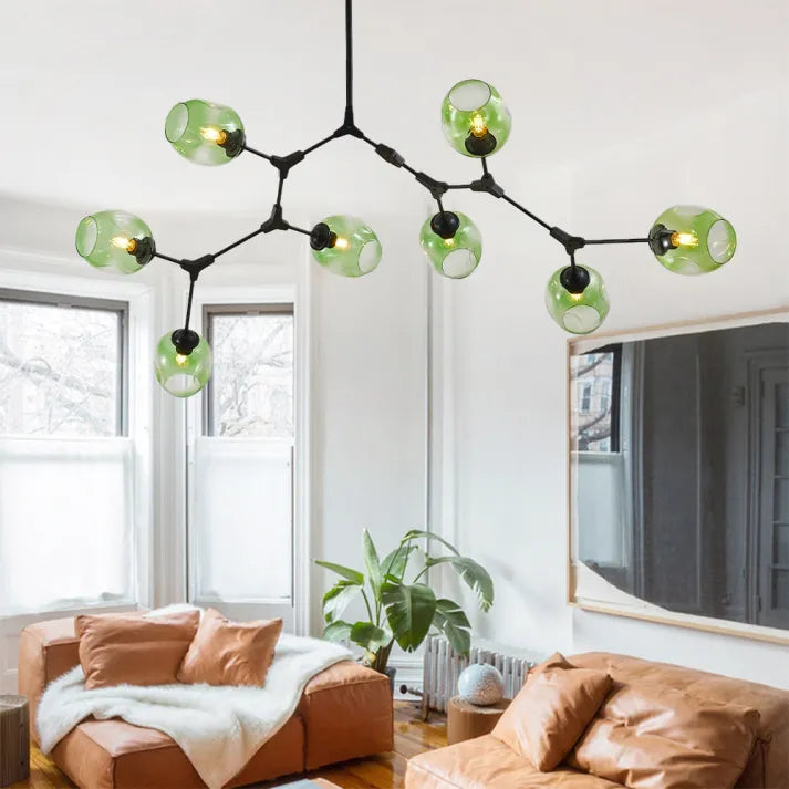 Sleek Sputnik Bifurcation Chandelier – Contemporary Elegance in Blown Glass and Metal