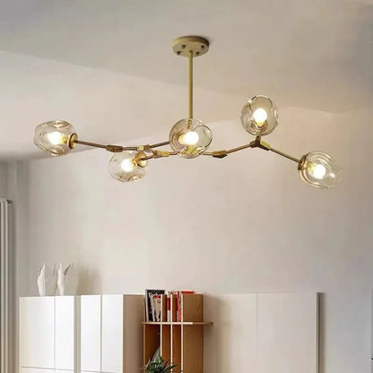 Sleek Sputnik Bifurcation Chandelier – Contemporary Elegance in Blown Glass and Metal