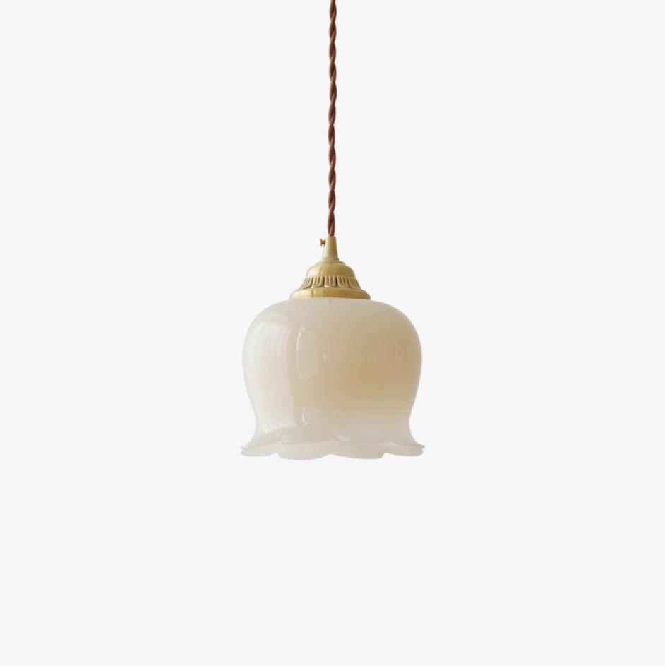 Elegante hanglamp Talblume – Prachtig bloemmotief in messing en hars