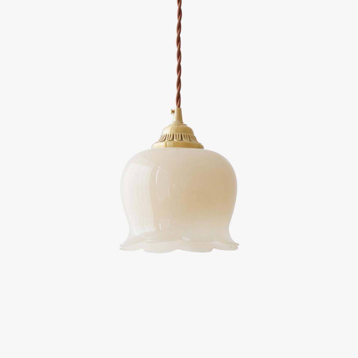 Elegante hanglamp Talblume – Prachtig bloemmotief in messing en hars