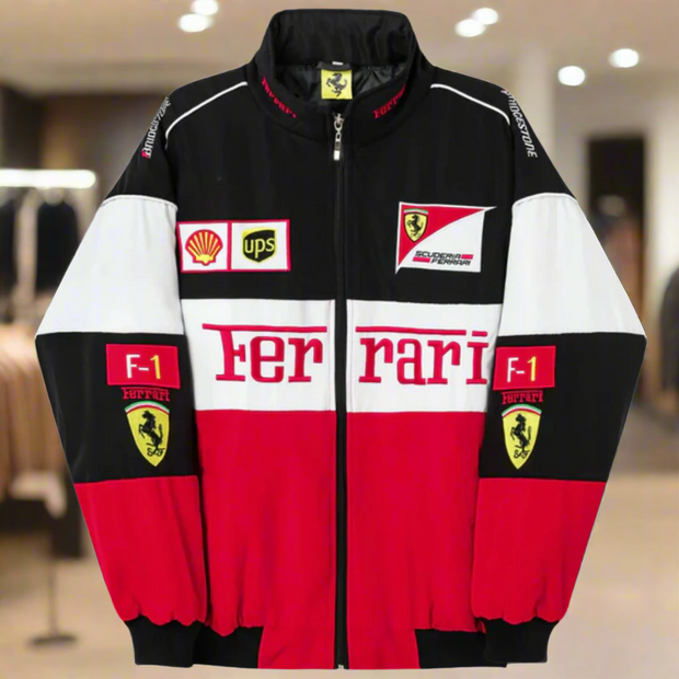 Veste de Course Unisexe Vintage Inspirée de Ferrari – Style F1 Rétro Élégant