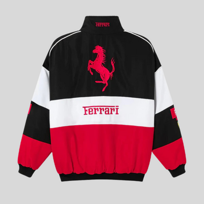 Veste de Course Unisexe Vintage Inspirée de Ferrari – Style F1 Rétro Élégant
