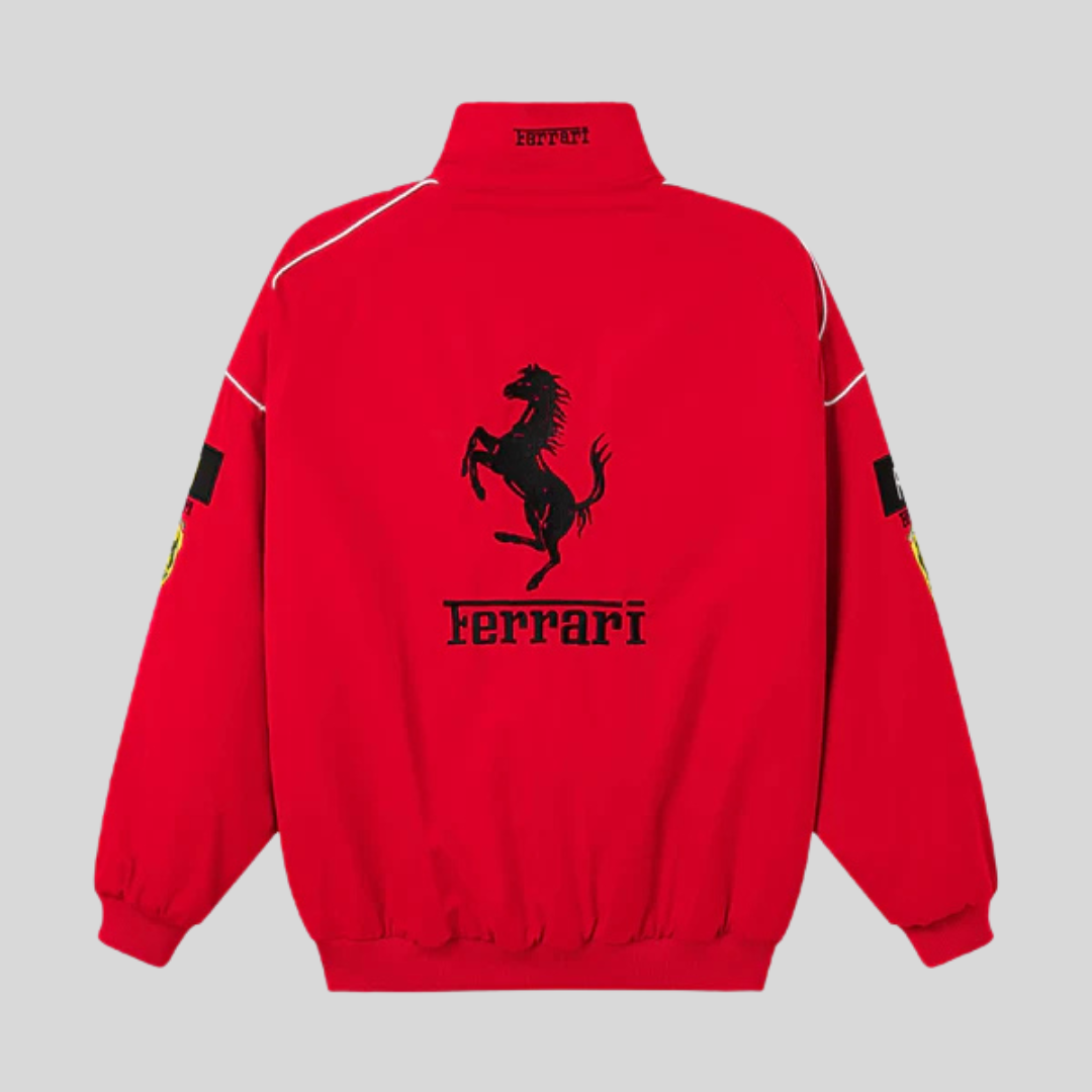 Veste de Course Unisexe Vintage Inspirée de Ferrari – Style F1 Rétro Élégant